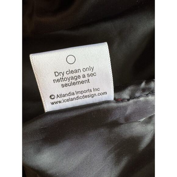 Icelandic Designs 100% Wool Cardigan Sweater Womens M Embroidery Velvet Trim - Picture 13 of 13